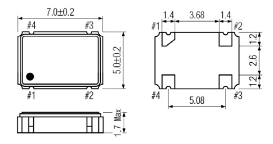 Mechanical Drawing - ECS ECS-3951M/3953M-AU SMD Clock Oscillators